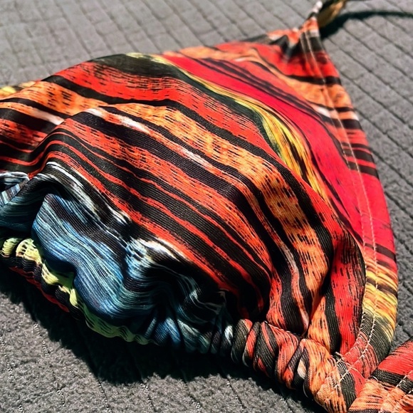 Xhilaration from Target | Two Colorful Lined String Bikini Tops Size Large - Picture 9 of 15